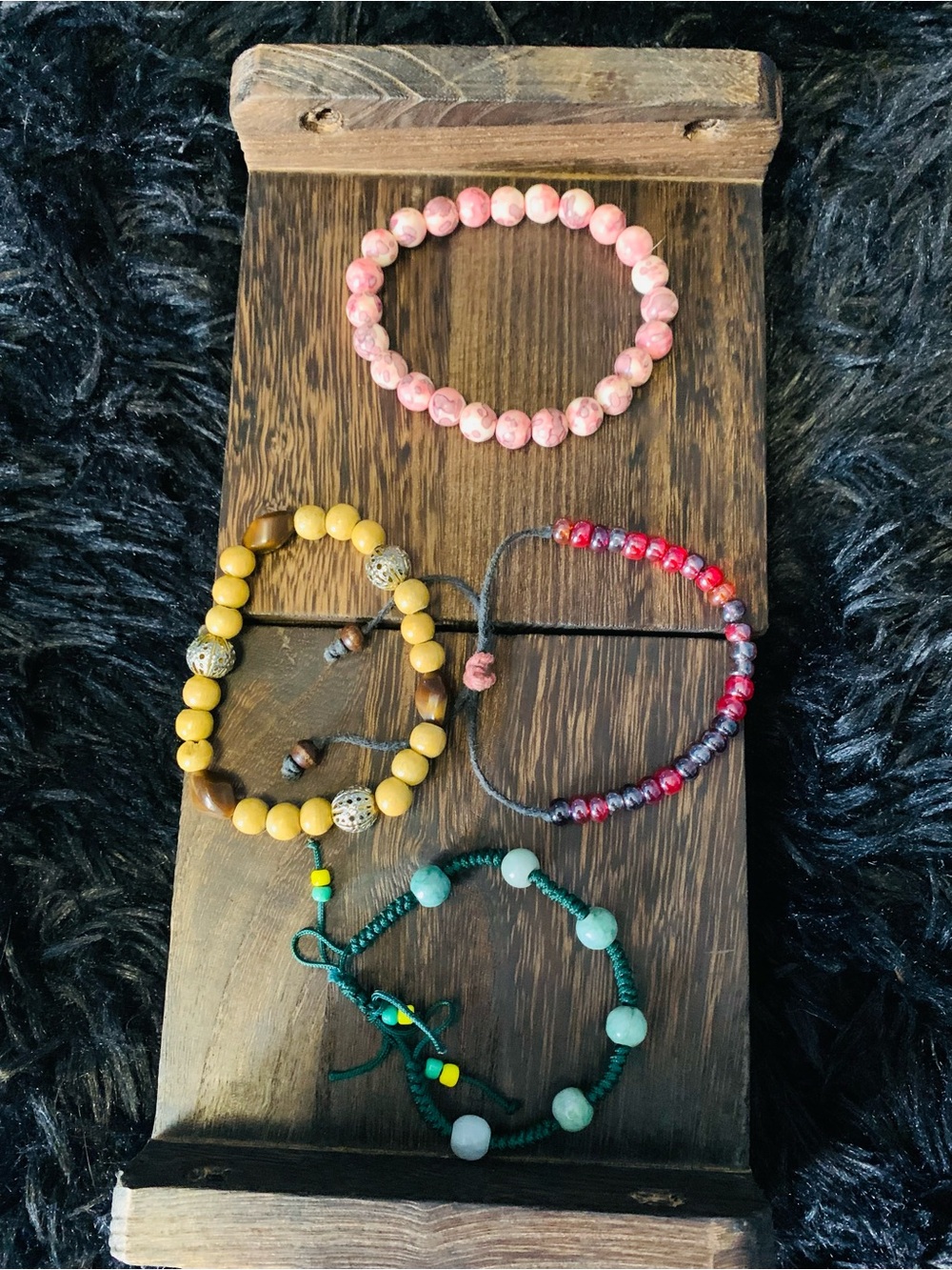 Beaded Bracelet Set - Pink, Yellow, Red, Green